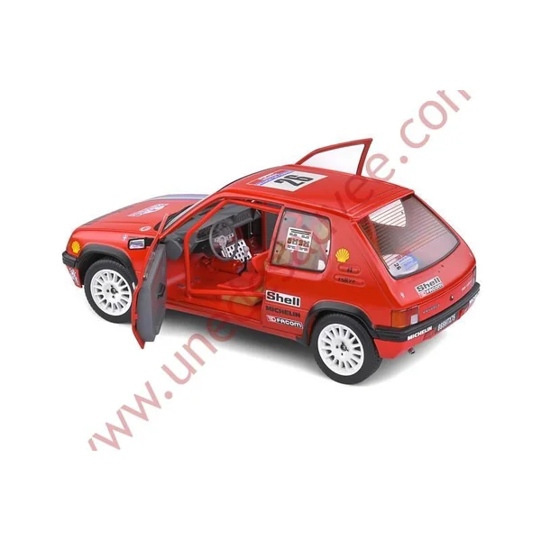 PEUGEOT 205 RALLYE PTS 1.3 1990 1/18 VOITURE MINIATURE SOLIDO TOUR DE CORSE ROUGE