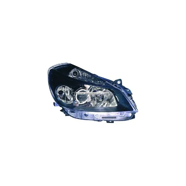 Phare Optique avant droit pour RENAULT CLIO III phase 1, H7+H7+H1, noir, (sport), Neuf