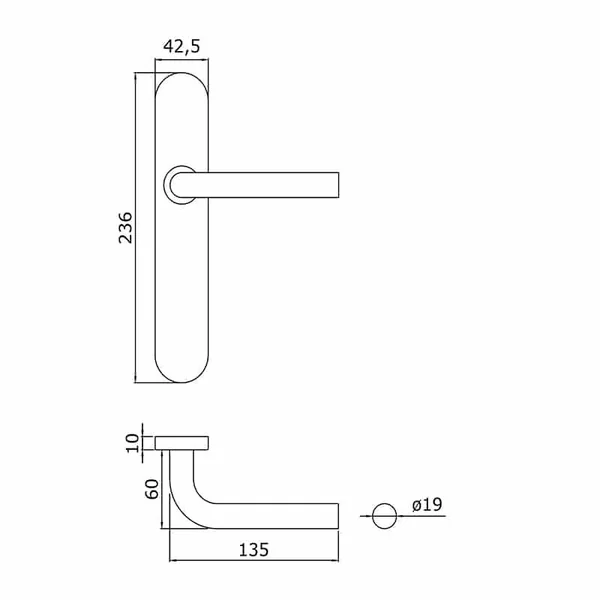 Poignées de porte intérieure bdc en inox L-Line