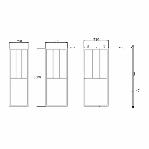Porte coulissante atelier en acier Bario H220cm