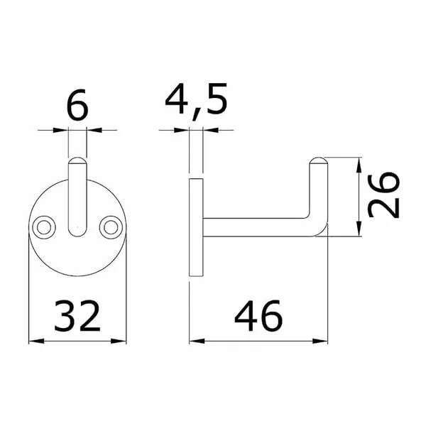 Porte manteau rond en inox D32mm