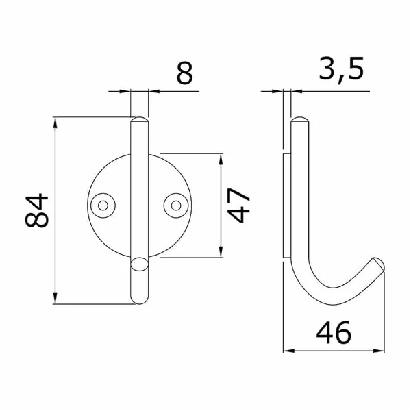 Porte manteau rond en inox D47mm