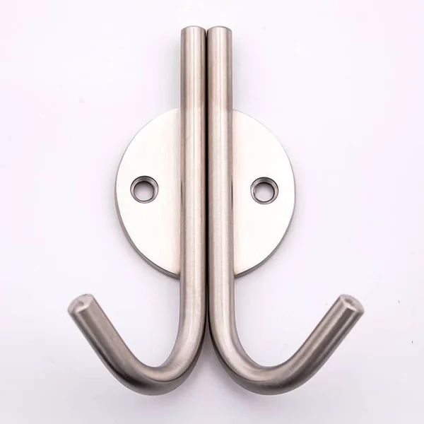 Porte manteau rond en inox double crochet