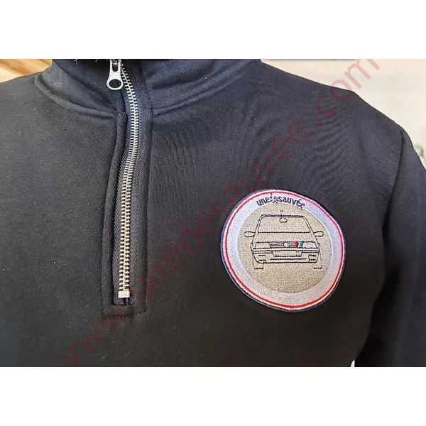 PULL ZIPPE NOIR BRODÉ ” UNEDESAUVEE ” MANCHE LONGUE HOMME ET FEMME XL