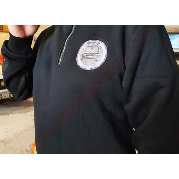PULL ZIPPE NOIR BRODÉ ” UNEDESAUVEE ” MANCHE LONGUE HOMME ET FEMME XL