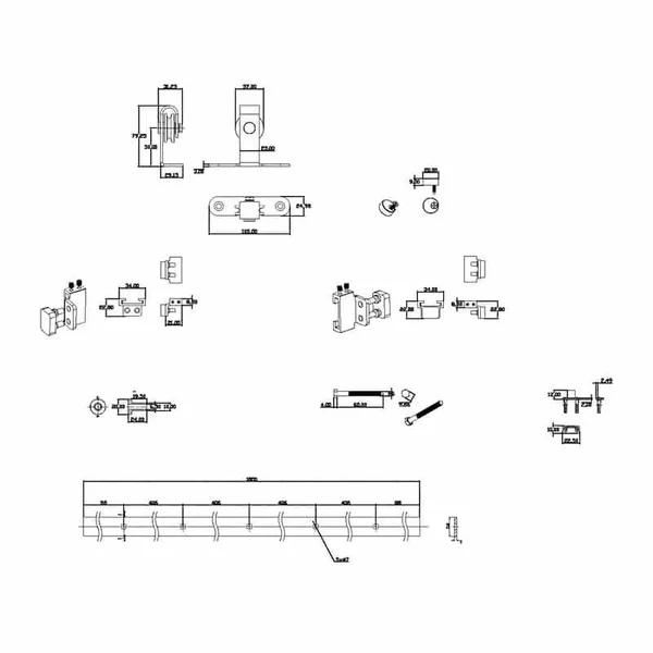 Rail meuble coulissant en acier Bario 4S - kit complet
