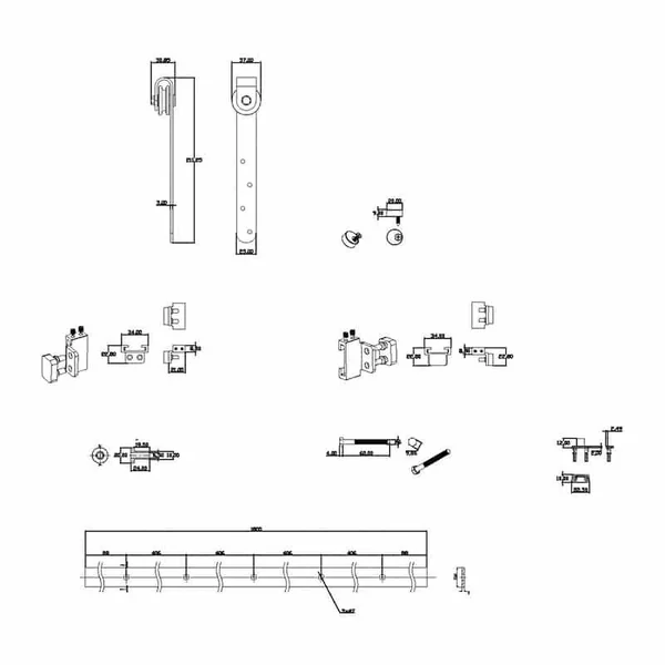 Rail meuble coulissant en acier Bario 5S - kit complet