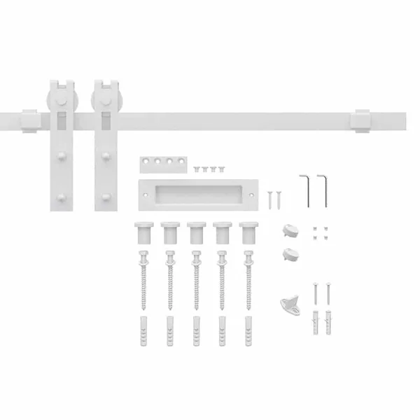 Rail porte coulissante en acier blanc Quadrat 2 - kit complet