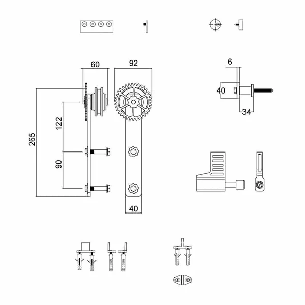 Rail porte coulissante en inox Stratford - kit complet