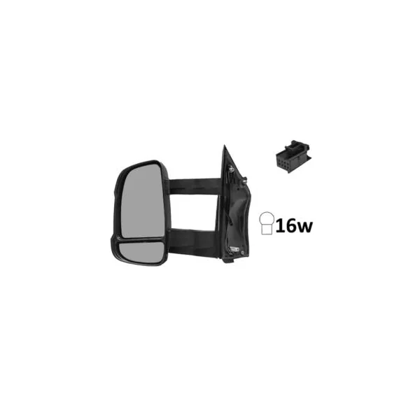Rétroviseur gauche manuel pour FIAT DUCATO Camping-car III phase 2 depuis 2014, bras long, feu clignotant orange (16W), Neuf