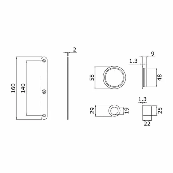 Serrure porte coulissante ronde bdc en inox