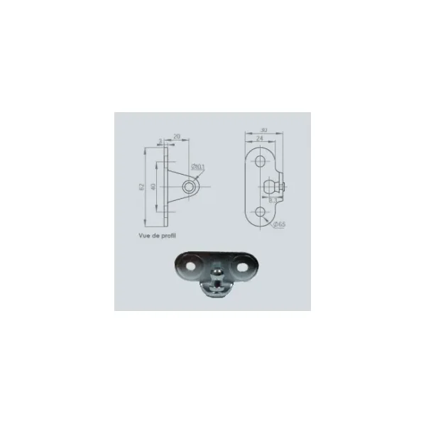 Support type Equerre pour cage à rotule - 10 mm