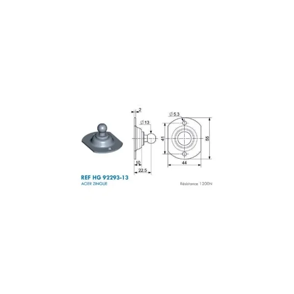 Support type Platine pour cage à rotule - 13 mm