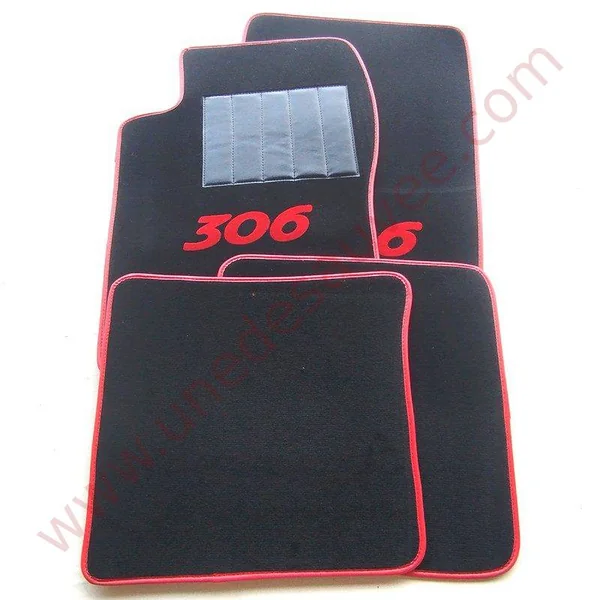 TAPIS SOL REVÊTEMENT MOQUETTE VELOURS AVEC TALONNETTE ET COUTURES SIMILI CUIR PEUGEOT 306 BERLINE