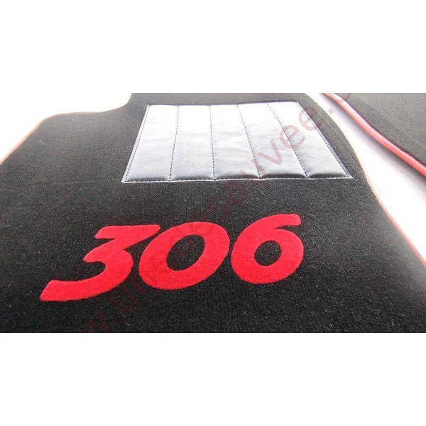 TAPIS SOL REVÊTEMENT MOQUETTE VELOURS AVEC TALONNETTE ET COUTURES SIMILI CUIR PEUGEOT 306 BERLINE