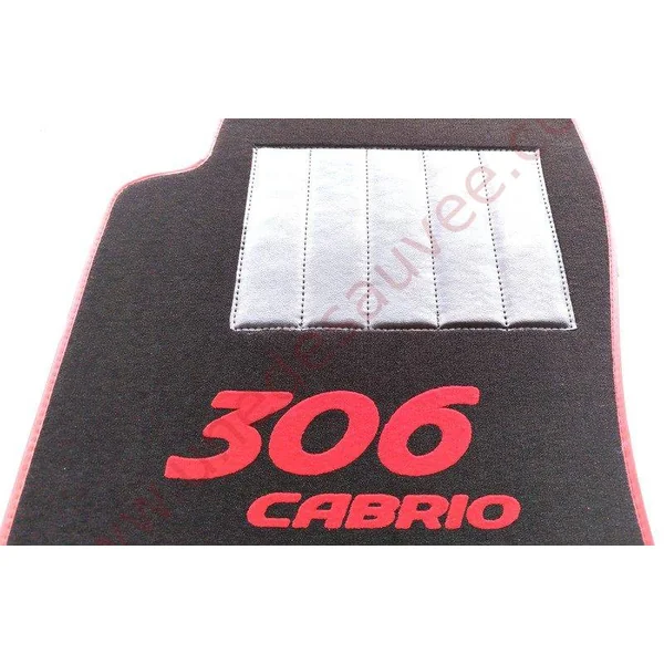TAPIS SOL REVÊTEMENT MOQUETTE VELOURS AVEC TALONNETTE ET COUTURES SIMILI CUIR PEUGEOT 306 CABRIOLET