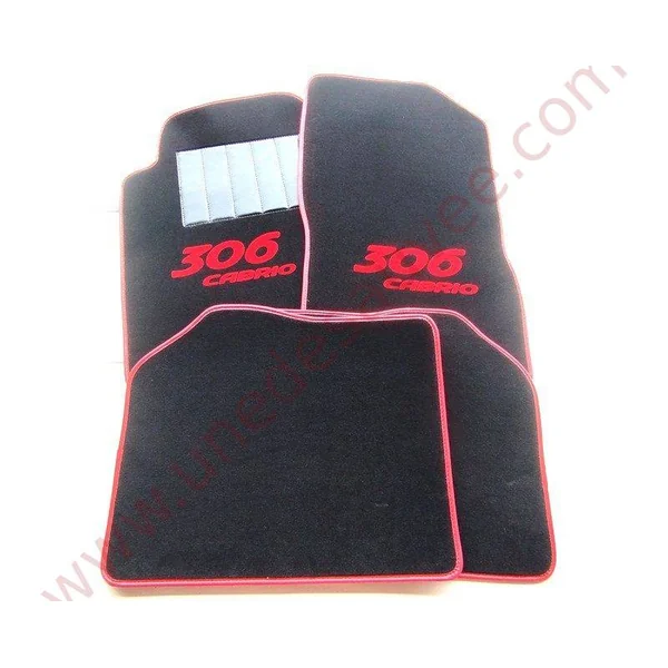 TAPIS SOL REVÊTEMENT MOQUETTE VELOURS AVEC TALONNETTE ET COUTURES SIMILI CUIR PEUGEOT 306 CABRIOLET