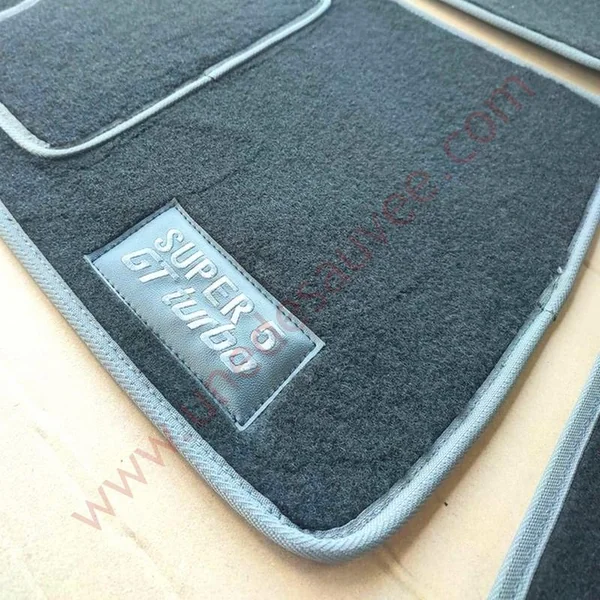 TAPIS SOL REVÊTEMENT MOQUETTE VELOURS NOIR ET BRODE GRIS RENAULT SUPER 5 GT TURBO