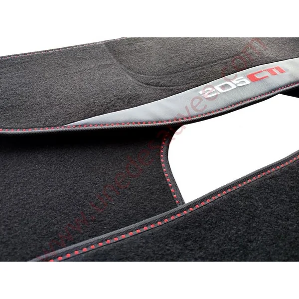 TAPIS SOL REVÊTEMENT MOQUETTE VELOURS NOIR ET ROUGE PEUGEOT 205 CTI CABRIOLET BRODE