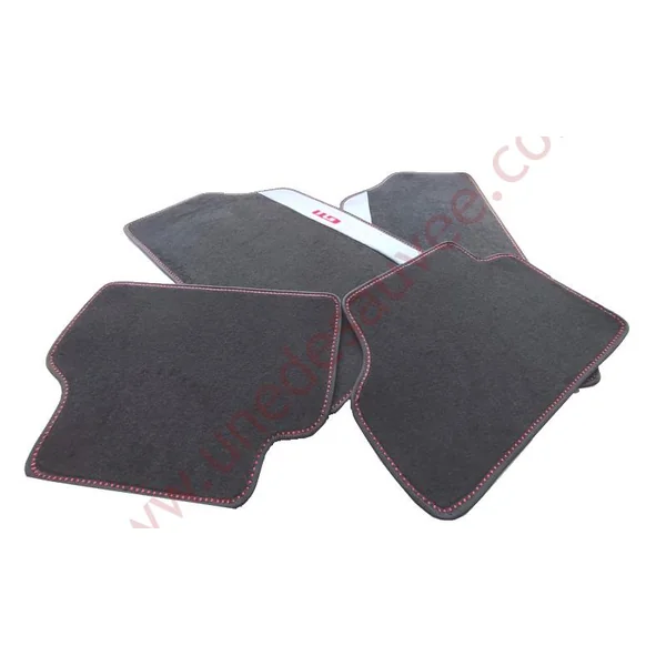 TAPIS SOL REVÊTEMENT MOQUETTE VELOURS NOIR ET ROUGE PEUGEOT 205 GTI BERLINE BRODE