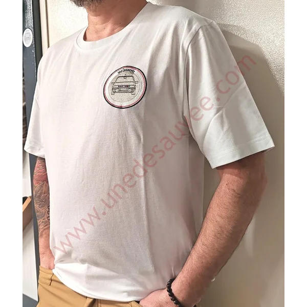 TEE SHIRT BLANC BRODÉ ” UNEDESAUVEE ” MANCHE COURTE HOMME ET FEMME L