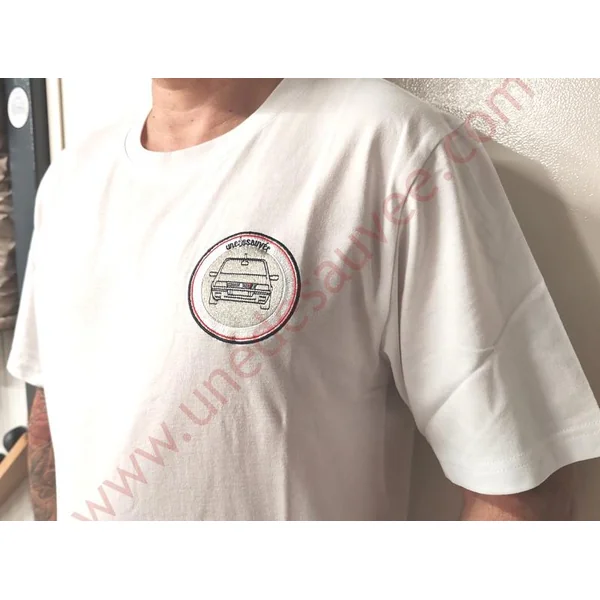 TEE SHIRT BLANC BRODÉ ” UNEDESAUVEE ” MANCHE COURTE HOMME ET FEMME M