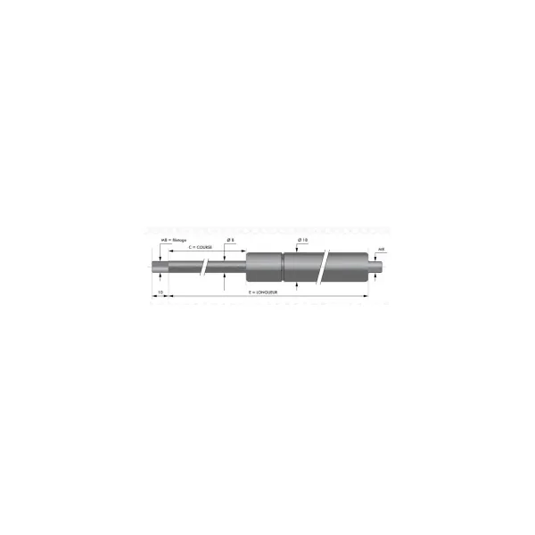 Verin à compression inox chapes filetées diam 8mm - filetage M8 c180 - l405 - f150